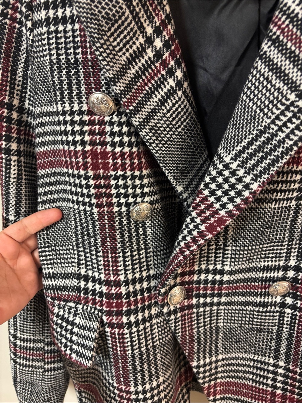 Vintage-Inspired Bagatelle Plaid Double-Breasted Blazer L NWT - Picture 7 of 16